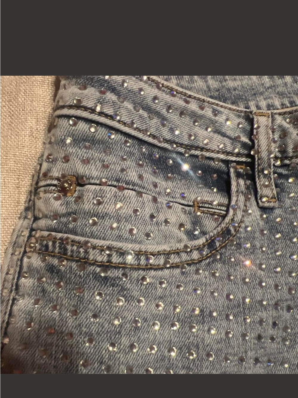 Guess Silver-Accent Gray Skinny Jeans with Studded Rhinestones - Picture 5 of 8